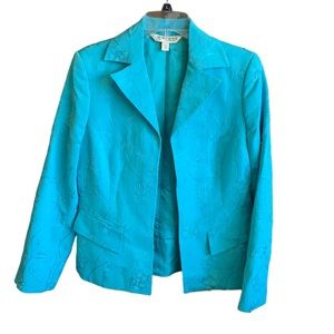 Austin Reed Jacket London NY Womans Sz 10 Teal Jacket Flowers